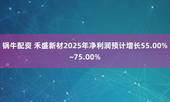 锅牛配资 禾盛新材2025年净利润预计增长55.00%~75.00%