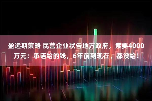 盈远期策略 民营企业状告地方政府，索要4000万元：承诺给的钱，6年前到现在，都没给！